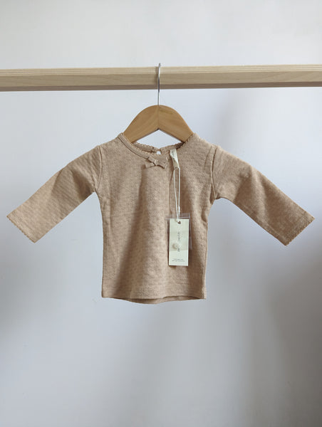 Quincy Mae Long Sleeve Pointelle Shirt (0-3M) - New with Tags
