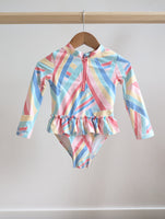 Tommy Bahamas Striped Long Sleeve Swimsuit with Bow (24M)