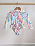 Tommy Bahamas Striped Long Sleeve Swimsuit with Bow (24M)