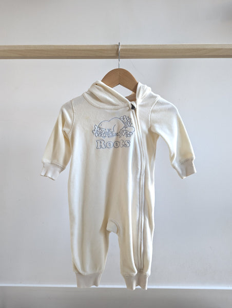 Roots Long Sleeve Velour Hooded Jumpsuit (3-6M)